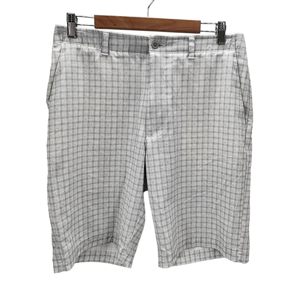 Jack Nicklaus Mens Plaid Golf Shorts Size 32 Light Green Flat‎ Front Chino